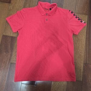 Red Polo Shirt with Checkered Detail
